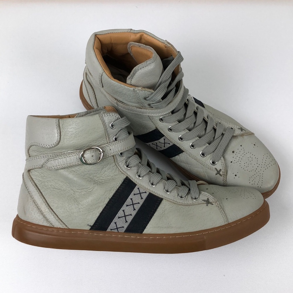 Barker Black Leather High Top Sneakers Size 10